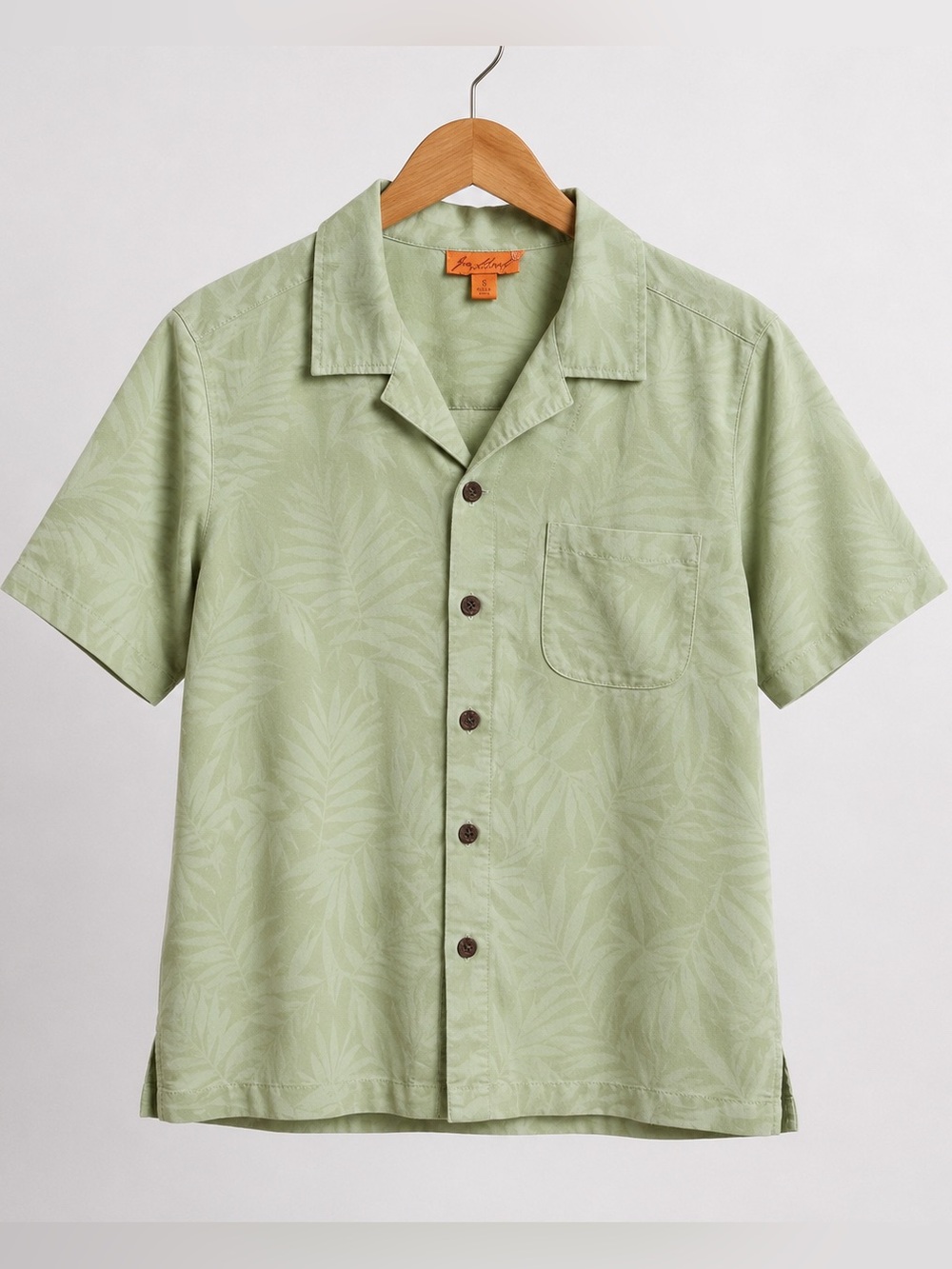 Joe Marlin Signature Sage Camp Resort Shirt Banana Leaf Rayon Blend S